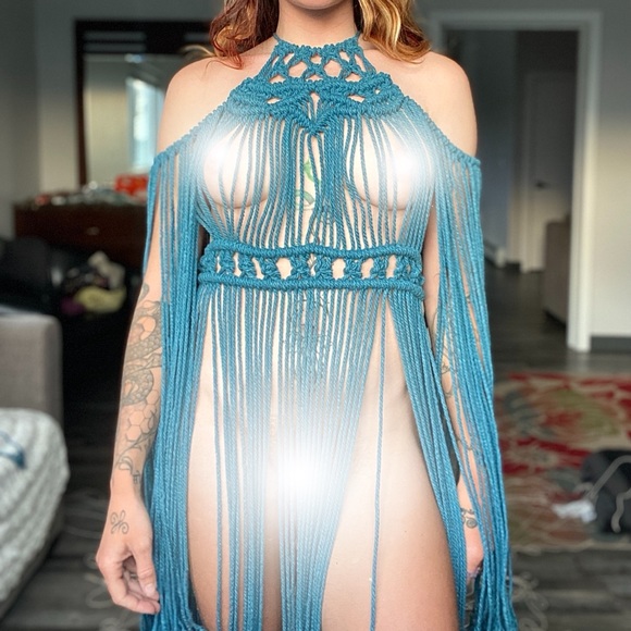 Handmade Macrame Crochet Dress Unique Small - Picture 9 of 16